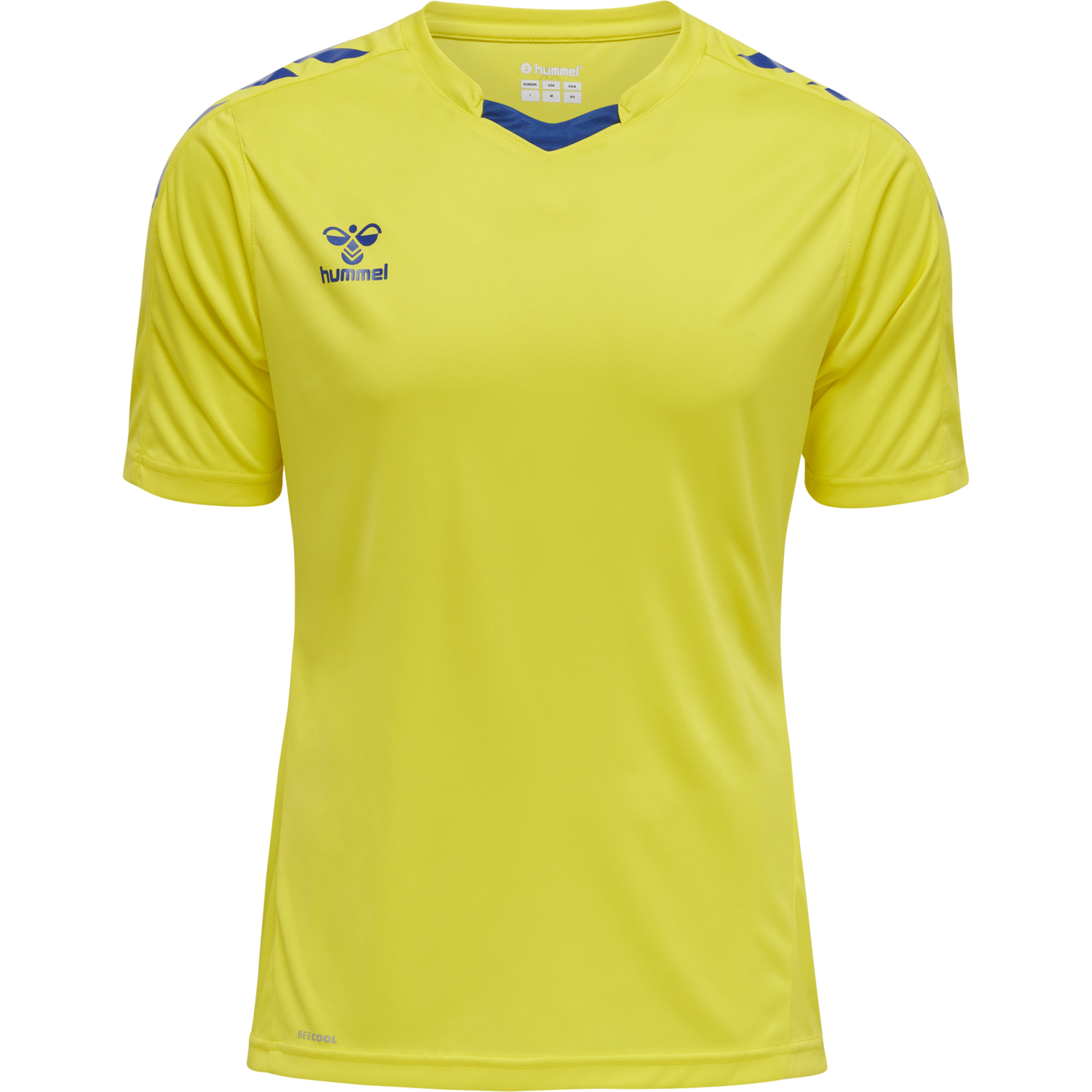 hmlCORE XK POLY JERSEY S/S, BLAZING YELLOW/TRUE BLUE, packshot