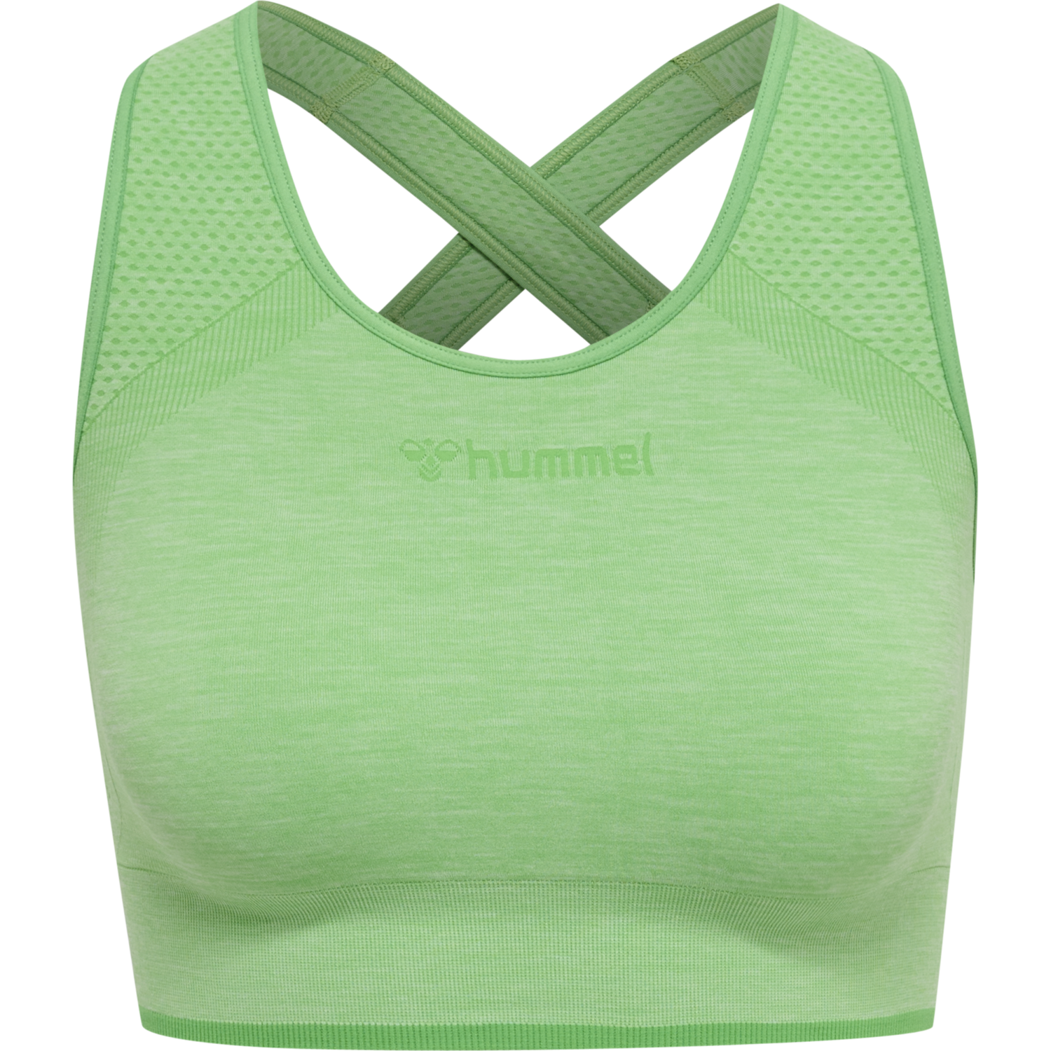 hmlMT UNA SEAMLESS SPORTS TOP, SUMMER GREEN MELANGE, packshot