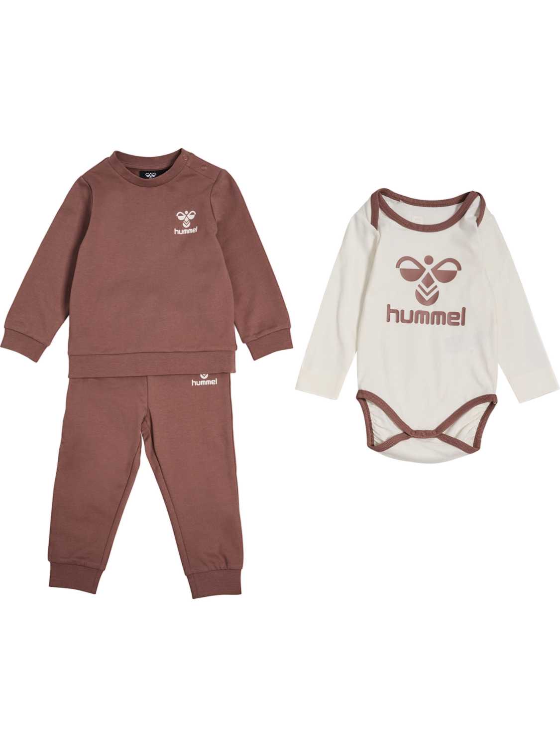 hmlTRIO CREWSUIT SET, NUTMEG, packshot