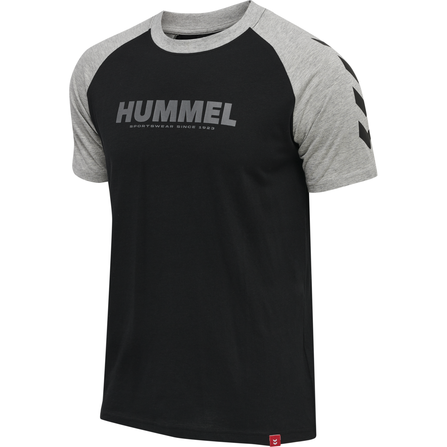 hmlLEGACY BLOCKED T-SHIRT, BLACK/GREY MELANGE, packshot