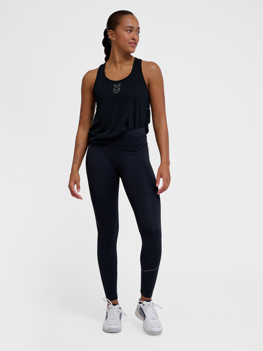 hmlCOURT MID WAIST POCKET TIGHTS W, LIGHT GREY/BLACK, model