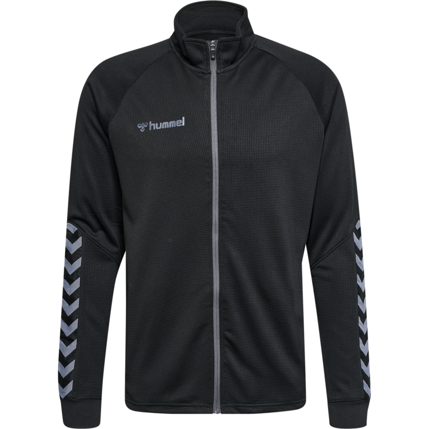 hmlAUTHENTIC POLY ZIP JACKET, BLACK/ASPHALT, packshot