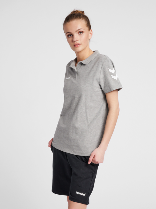 HUMMEL GO COTTON POLO WOMAN, GREY MELANGE, model
