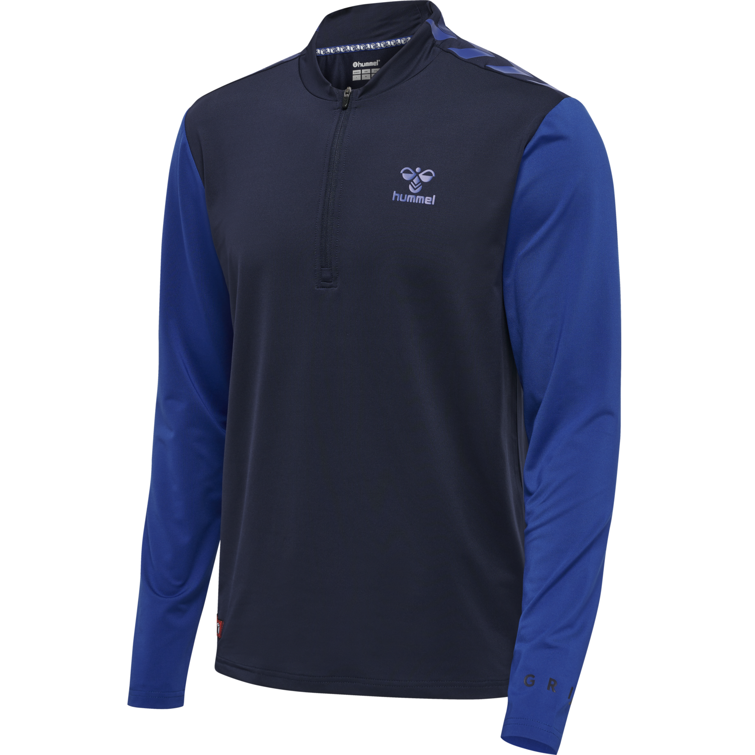 hmlPRO GRID HALF ZIP TRAINING L/S, MARITIME BLUE/SURF THE WEB, packshot