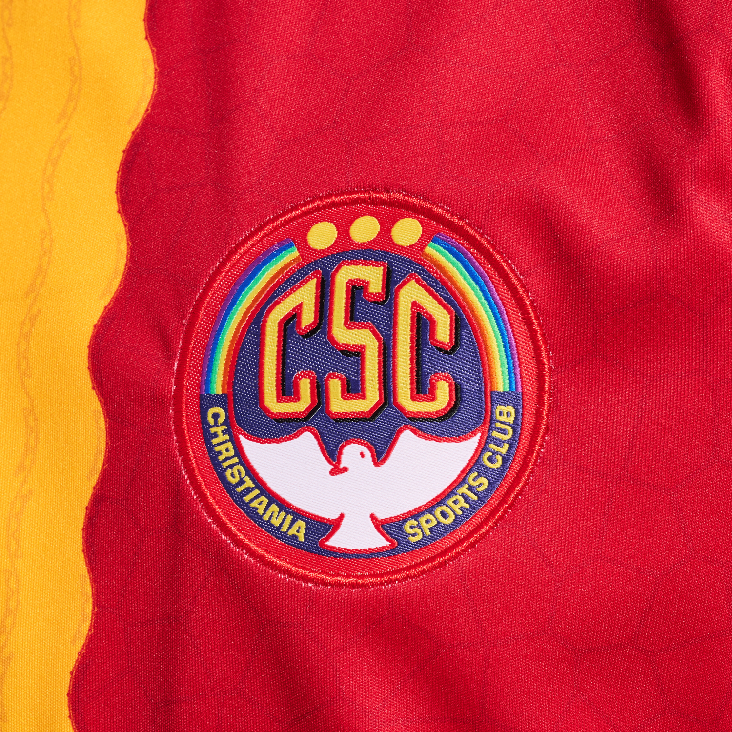 CSC 22/23 HOME JERSEY S/S KIDS, TRUE RED/SPORTS YELLOW W/SPONS, packshot
