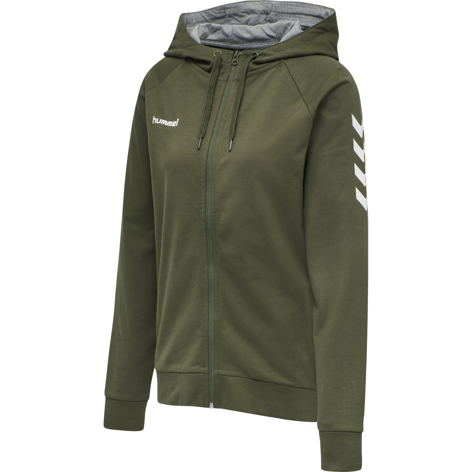 HUMMEL GO COTTON ZIP HOODIE WOMAN, GRAPE LEAF, packshot