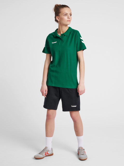 HUMMEL GO COTTON POLO WOMAN, EVERGREEN, model