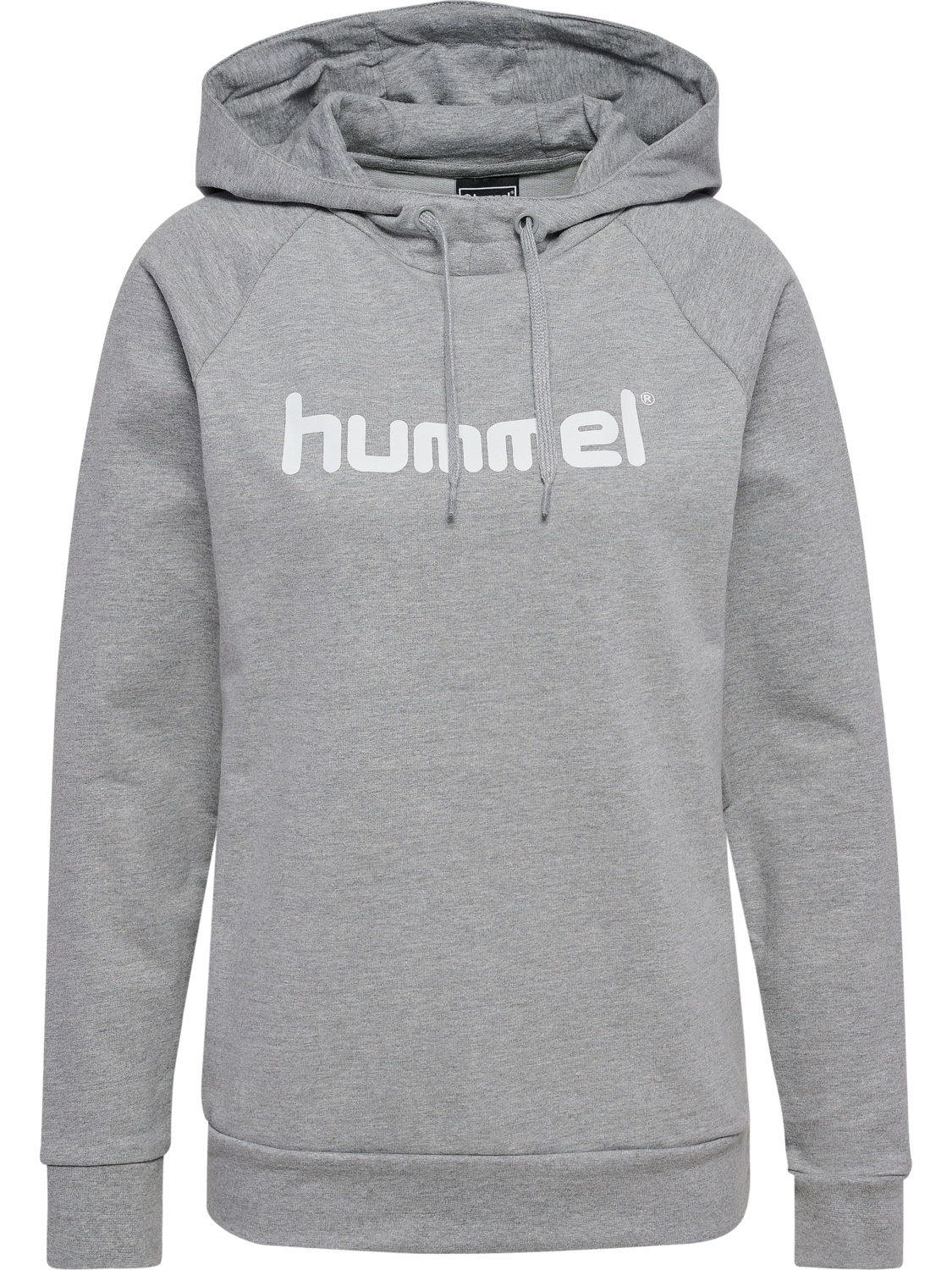 HUMMEL GO COTTON LOGO HOODIE WOMAN, GREY MELANGE, packshot