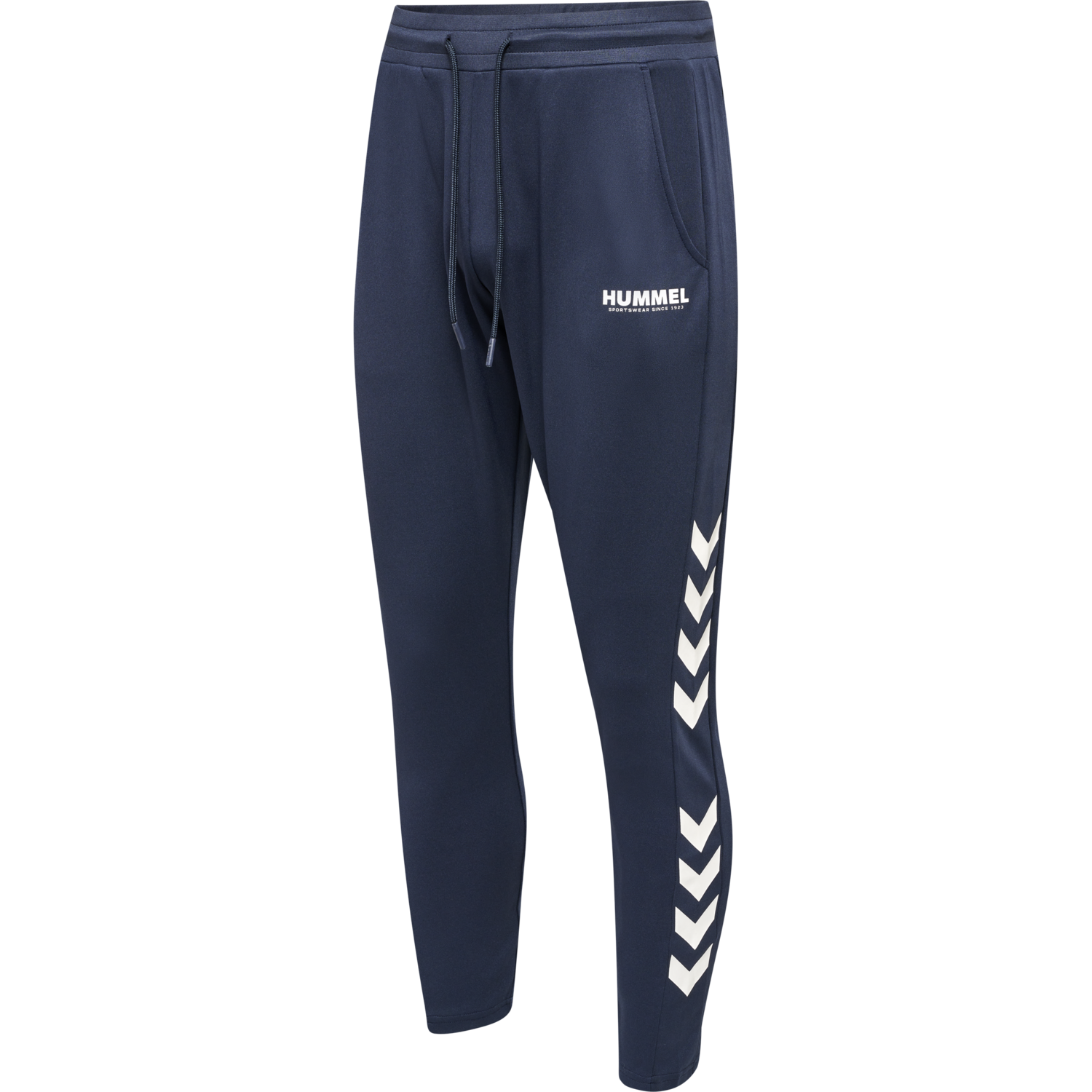 hmlLEGACY POLY TAPERED PANTS, BLUE NIGHTS/WHITE, packshot