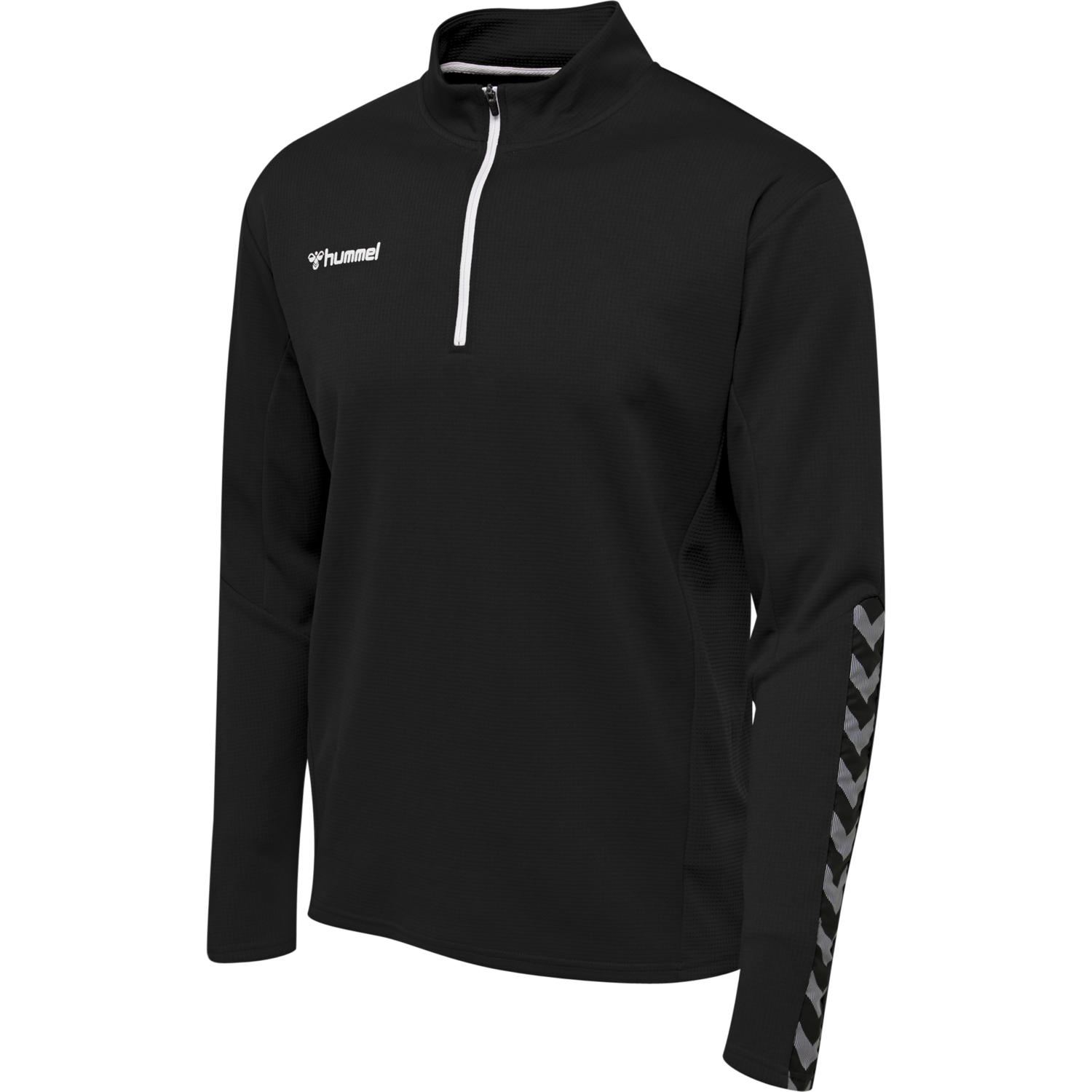 hmlAUTHENTIC HALF ZIP SWEATSHIRT, BLACK/WHITE, packshot