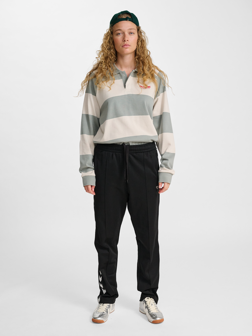 hmlLOOSE STRIPED POLO L/S, BELGIAN BLOCK, model