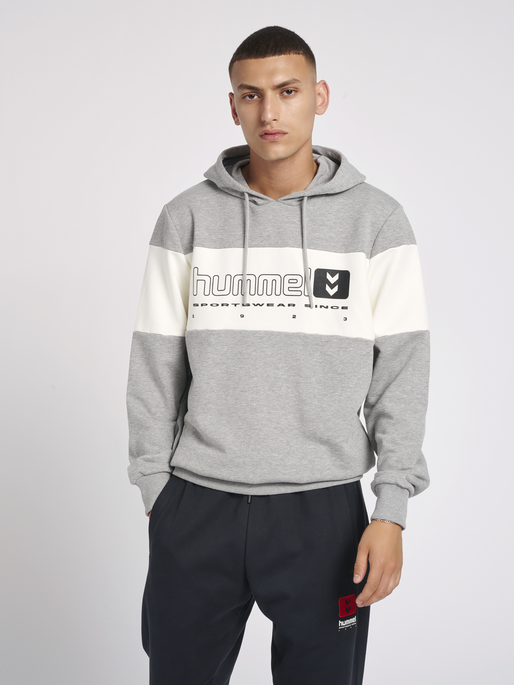 hmlLGC MUSA HOODIE, GREY MELANGE, model