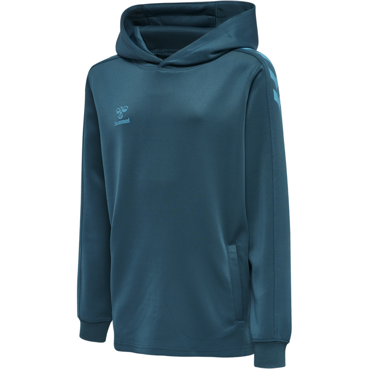 hmlCORE XK POLY KIDS SWEAT HOODIE, BLUE CORAL, packshot