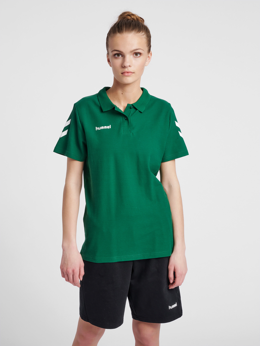 HUMMEL GO COTTON POLO WOMAN, EVERGREEN, model