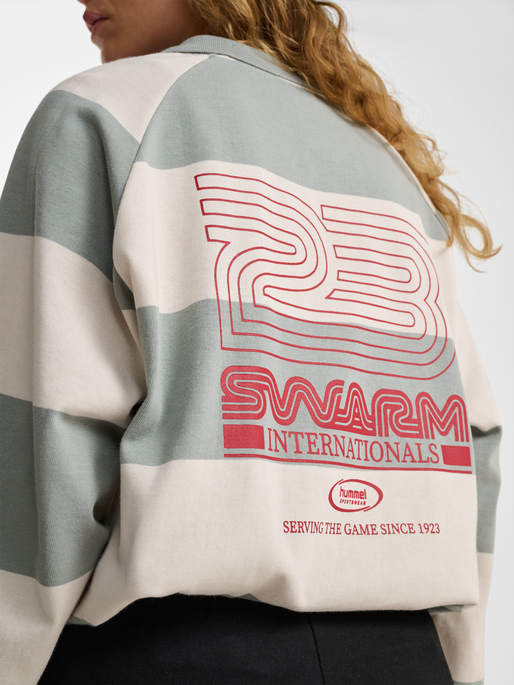 hmlLOOSE STRIPED POLO L/S, BELGIAN BLOCK, model