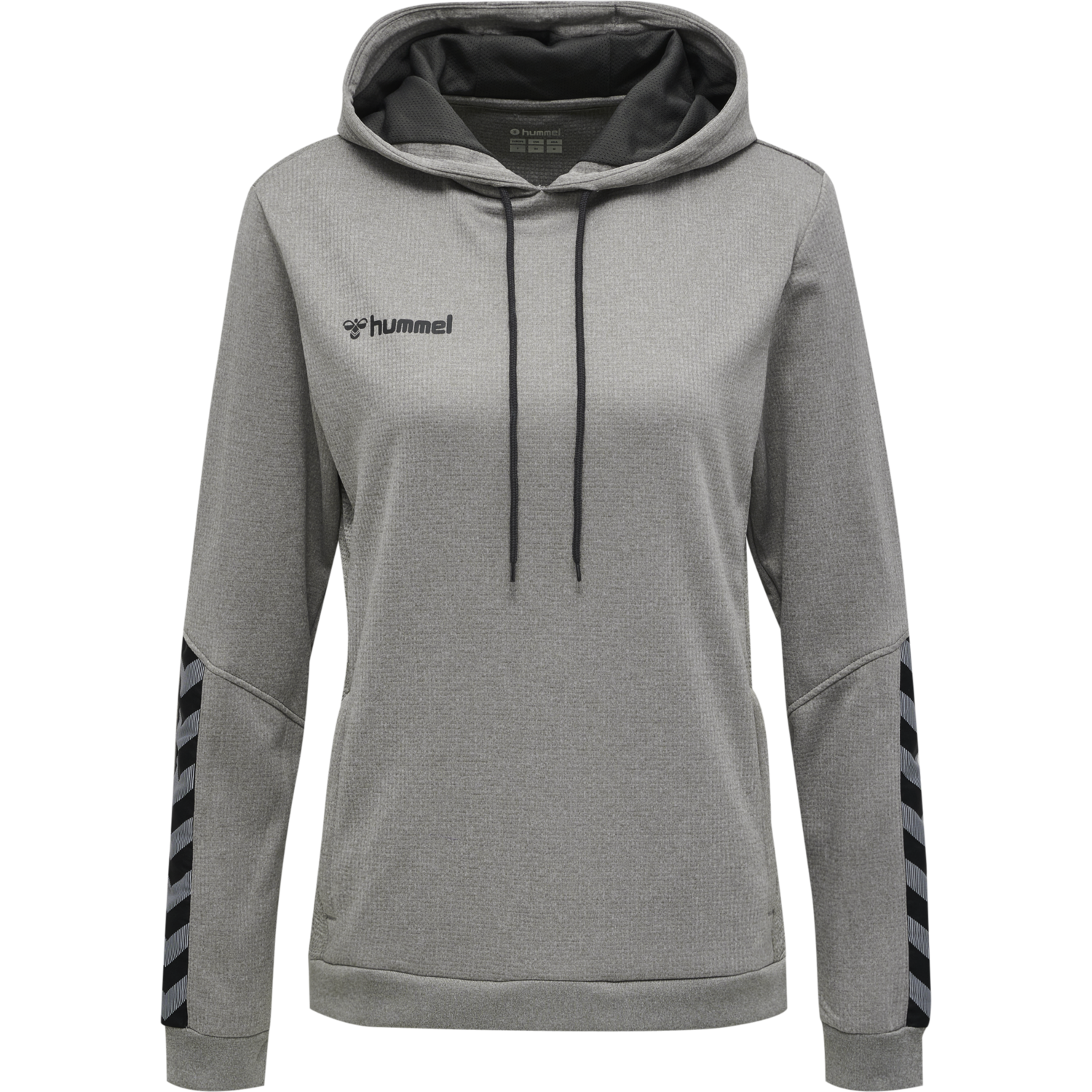 hmlAUTHENTIC POLY HOODIE WOMAN, GREY MELANGE, packshot