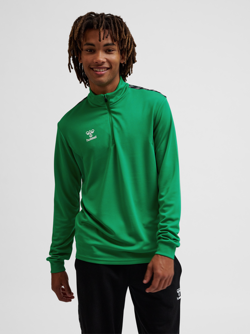 hmlAUTHENTIC HALF ZIP SWEAT, JELLY BEAN, model