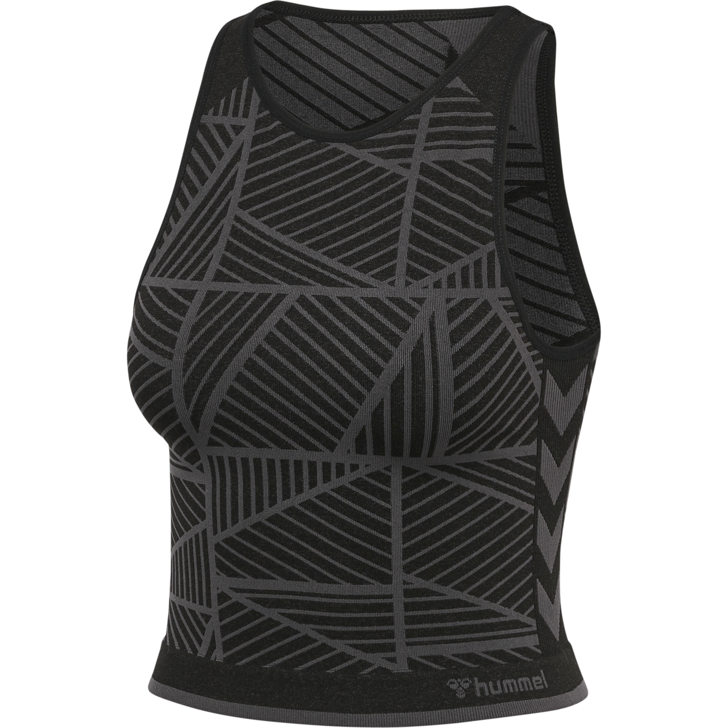 hmlMT ENERGY SEAMLESS CROP TOP, BLACK/ASPHALT MELANGE, packshot